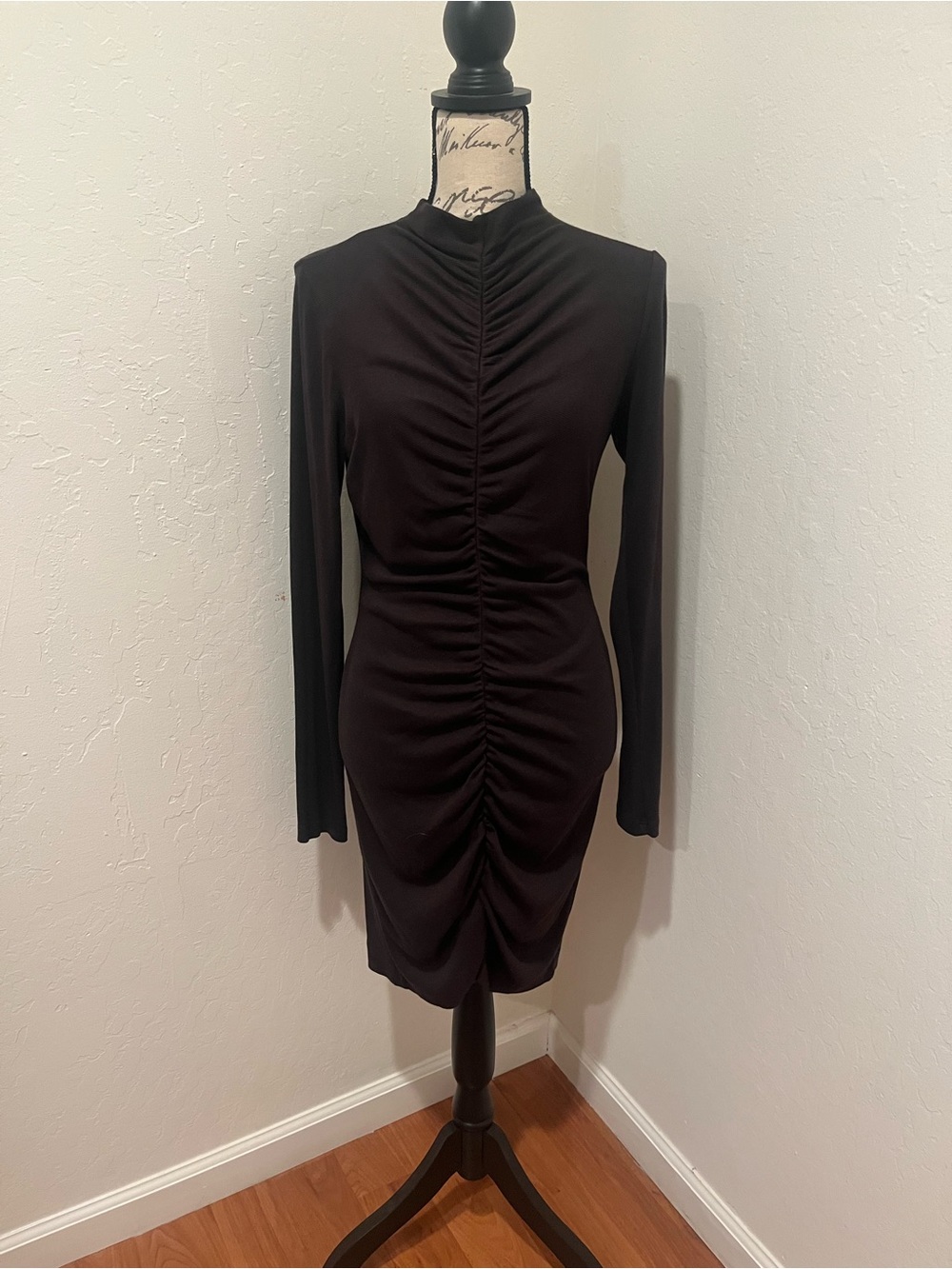 Michael Stars Brown  Long-Sleeve Ruched Sheath Dress